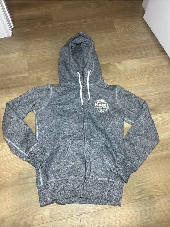 Roots Sweaters - Roots Grey Heather Full-Zip Hoodie with Logo